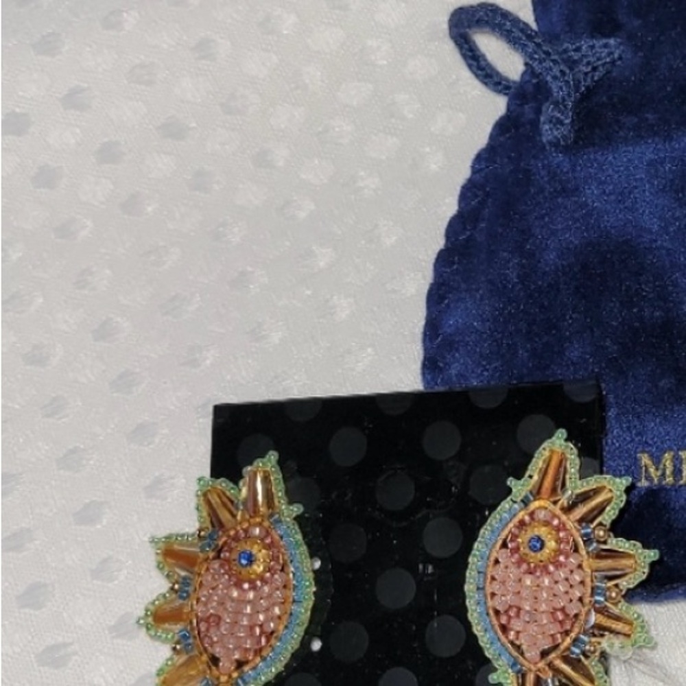 Miguel Ases Pink and Green Stud Earrings - Picture 2 of 2